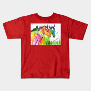 Three Colourful Horses Kids T-Shirt