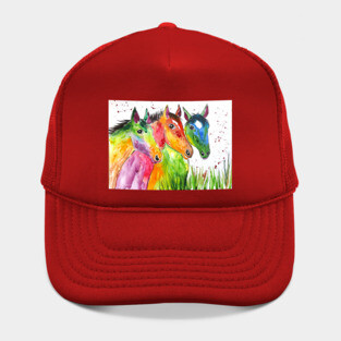 Three Colourful Horses Hat