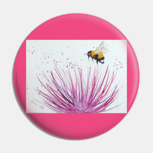 Bumble bee and Pink Flower Pin