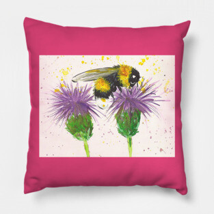 Bumble bee and Thistles Pillow