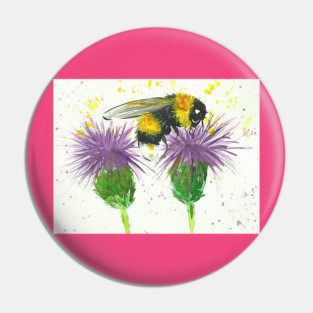 Bumble bee and Thistles Pin
