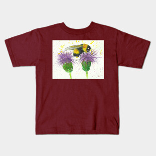Bumble bee and Thistles Kids T-Shirt