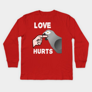 Love Hurts Timneh African Grey Parrot Biting Kids Long Sleeve T-Shirt