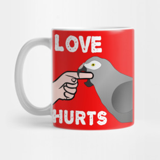 Love Hurts Timneh African Grey Parrot Biting Mug