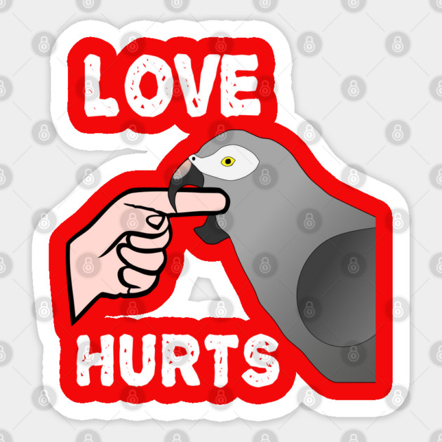 Love Hurts Timneh African Grey Parrot Biting Sticker by Einstein Parrot