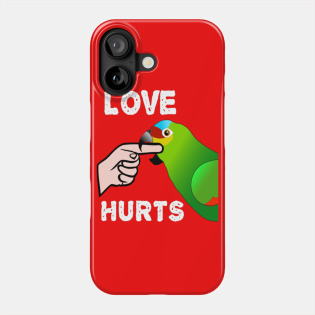 Love Hurts Red Lored Amazon Parrot Biting Phone Case by Einstein Parrot