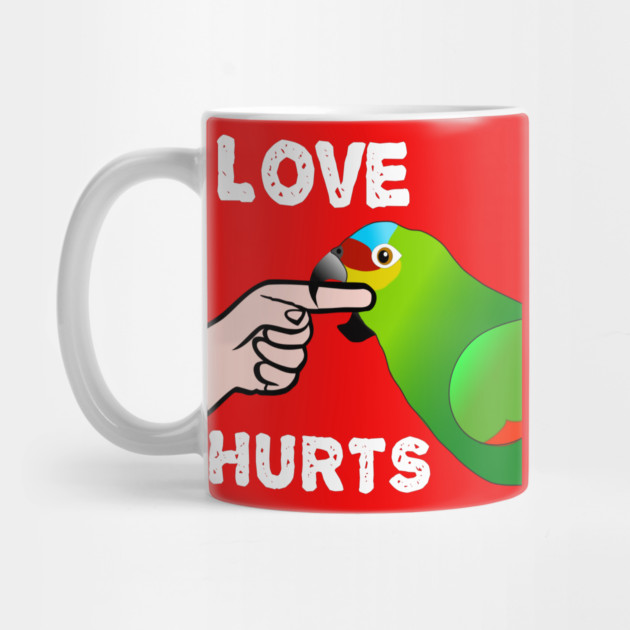 Love Hurts Red Lored Amazon Parrot Biting by Einstein Parrot