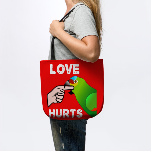 Love Hurts Red Lored Amazon Parrot Biting by Einstein Parrot