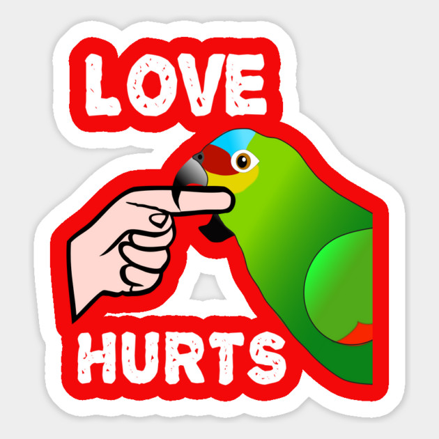 Love Hurts Red Lored Amazon Parrot Biting Magnet by Einstein Parrot