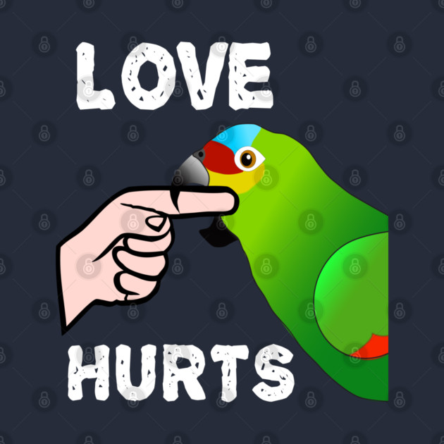 Love Hurts Red Lored Amazon Parrot Biting by Einstein Parrot
