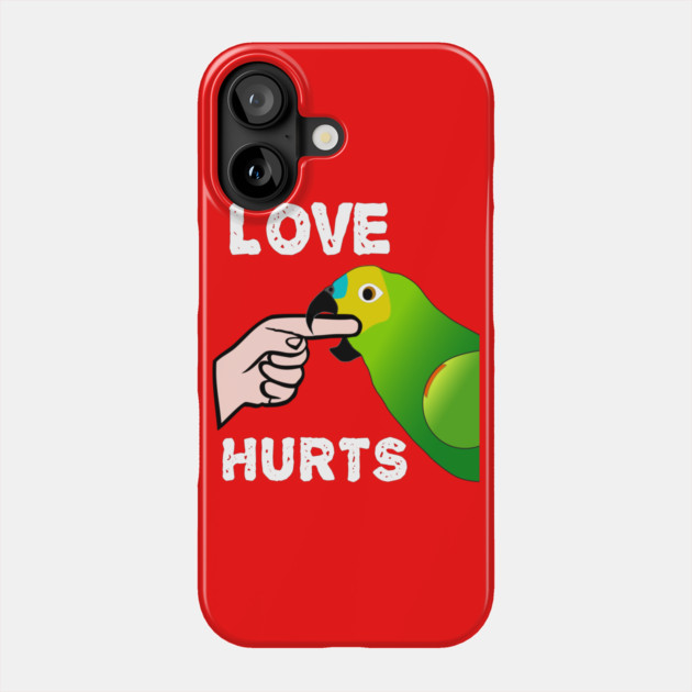 Love Hurts Blue Front Amazon Parrot Biting  (Ver.1) Phone Case by Einstein Parrot
