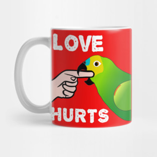 Love Hurts Blue Front Amazon Parrot Biting  (Ver.1) Mug