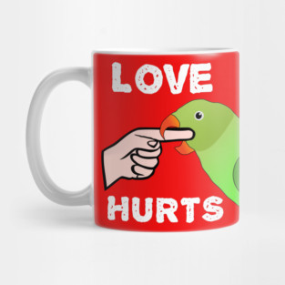 Love Hurts Indian Ringneck Female Parrot Biting Mug