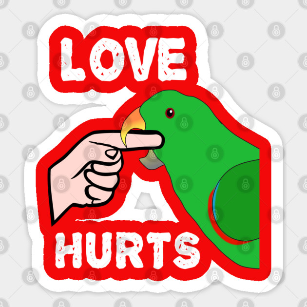 Love Hurts Eclectus Male Parrot Biting Sticker by Einstein Parrot