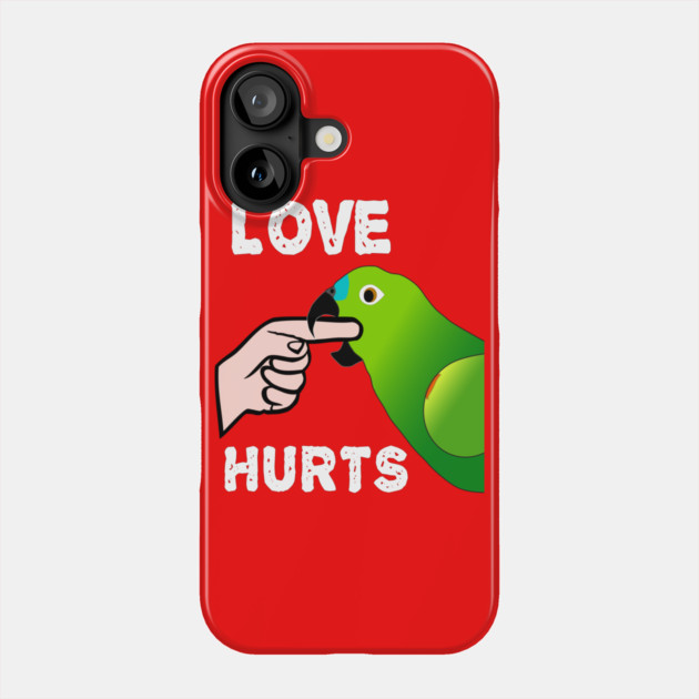 Love Hurts Blue Front Amazon Parrot Biting  (Ver.2) Phone Case by Einstein Parrot