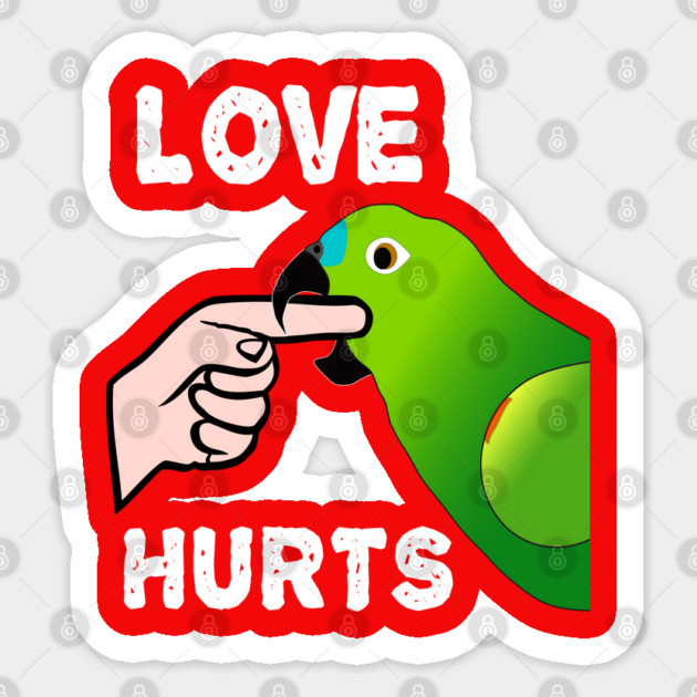 Love Hurts Blue Front Amazon Parrot Biting  (Ver.2) Sticker by Einstein Parrot