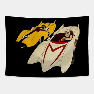 VINTAGE SPEED RACER FIGHT Tapestry