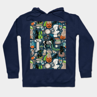 Labracadabrador halloween magic puppies // pattern // nile blue background teal limerick green and mint details black and yellow Labrador Retriever dogs Hoodie