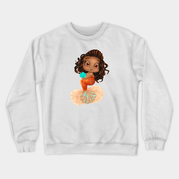 Mermaid, Black Girl Mermaid, African American Mermaid Crewneck Sweatshirt by UrbanLifeApparel