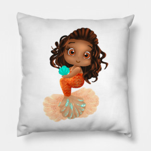 Mermaid, Black Girl Mermaid, African American Mermaid Pillow