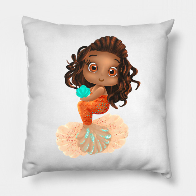 Mermaid, Black Girl Mermaid, African American Mermaid Pillow by UrbanLifeApparel