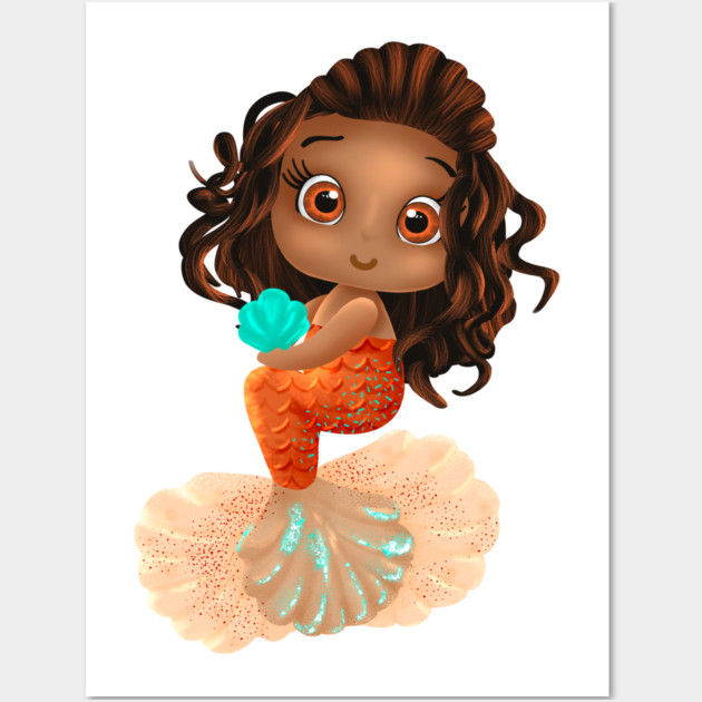 Mermaid, Black Girl Mermaid, African American Mermaid Wall Art by UrbanLifeApparel