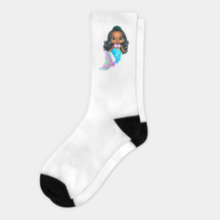 Black Mermaid, Black Girl Mermaid, African American Mermaid Socks