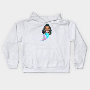 Black Mermaid, Black Girl Mermaid, African American Mermaid Kids Hoodie