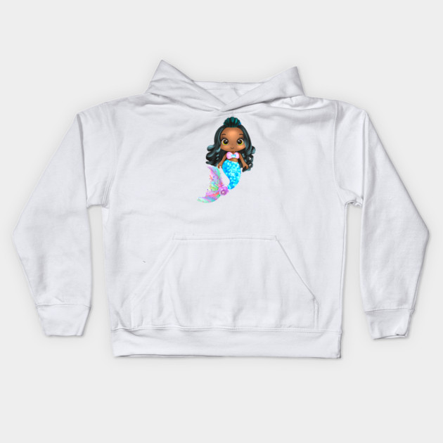 Black Mermaid, Black Girl Mermaid, African American Mermaid Kids Hoodie by UrbanLifeApparel