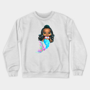 Black Mermaid, Black Girl Mermaid, African American Mermaid Crewneck Sweatshirt