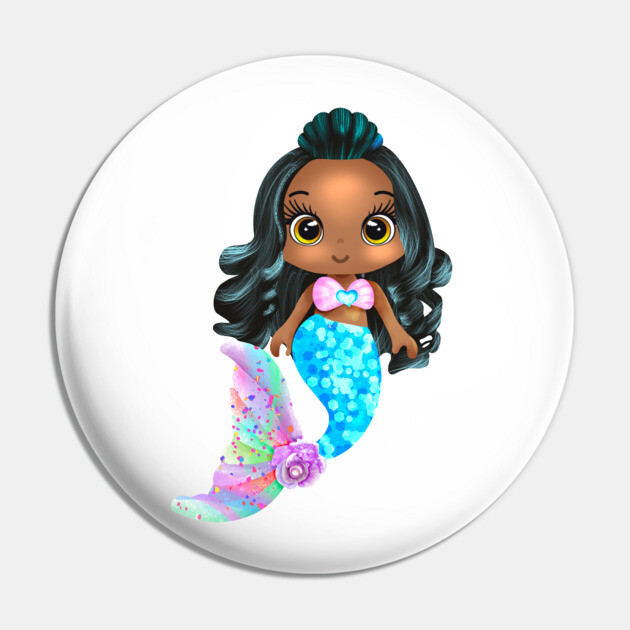 Black Mermaid, Black Girl Mermaid, African American Mermaid Pin by UrbanLifeApparel