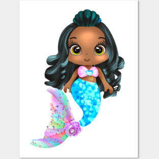 Black Mermaid, Black Girl Mermaid, African American Mermaid Posters and Art
