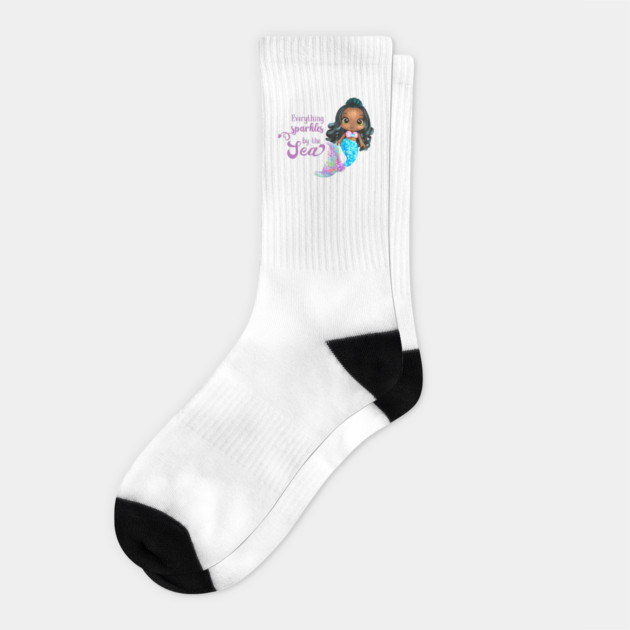 Black Mermaid, Everything Sparkles by the sea Socks by UrbanLifeApparel