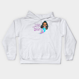 Black Mermaid, Everything Sparkles by the sea Kids Hoodie