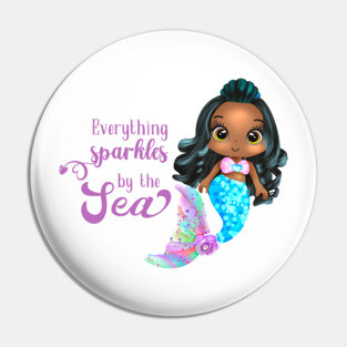 Black Mermaid, Everything Sparkles by the sea Pin