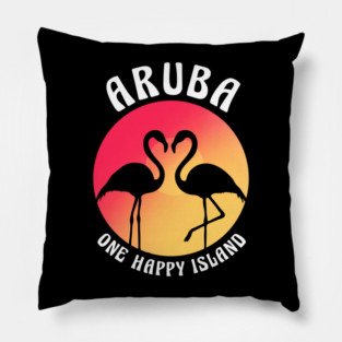 Aruba One Happy Island Aruba Island Flamingo Pillow