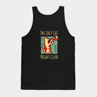 Vintage Jazz Club Poster with Jazz Cat Tank Top