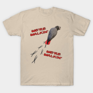 African Grey Parrot Walking T-Shirt