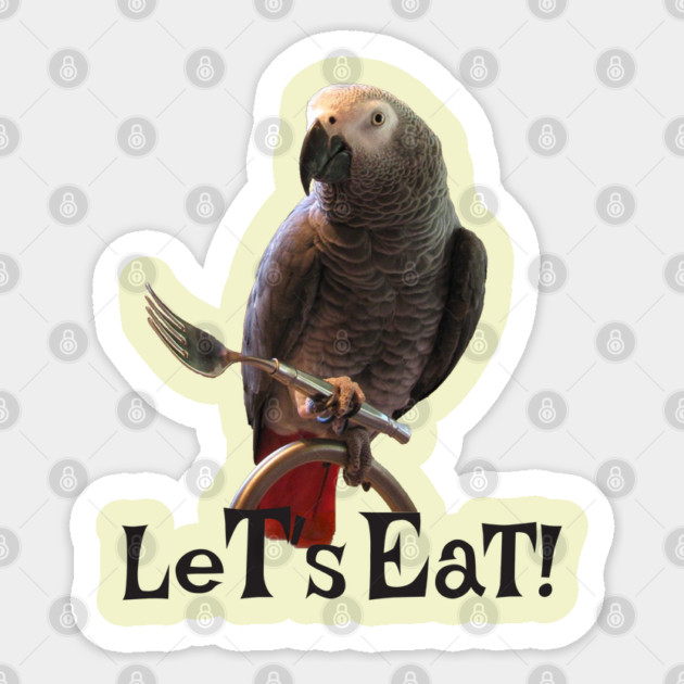 African Grey Parrot Let's Eat Sticker by Einstein Parrot
