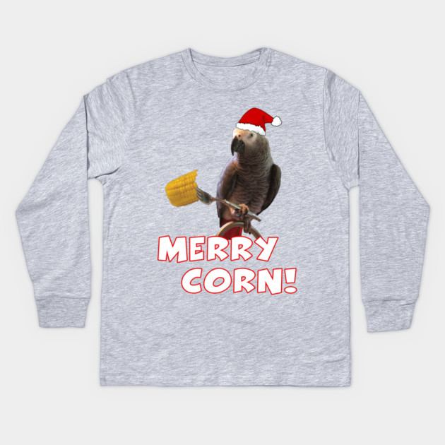 African Grey Parrot Holiday Christmas Santa Kids Long Sleeve T-Shirt by Einstein Parrot