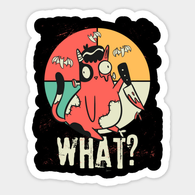 Frankenstein Cat Murderous Kitten Halloween Sticker by The WYLD Tribe