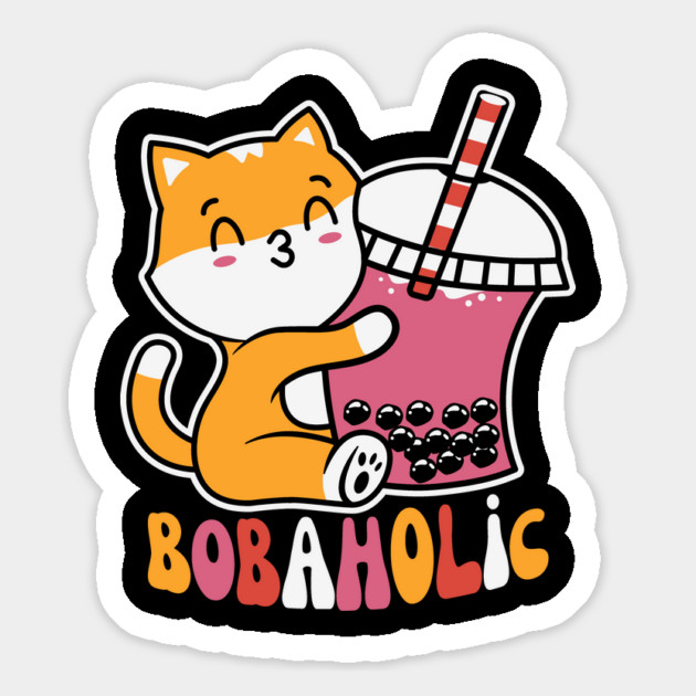 Bobaholic Boba Milk Tea Cat Magnet by The WYLD Tribe
