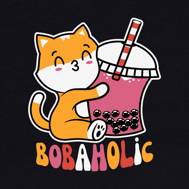 Bobaholic Boba Milk Tea Cat by The WYLD Tribe