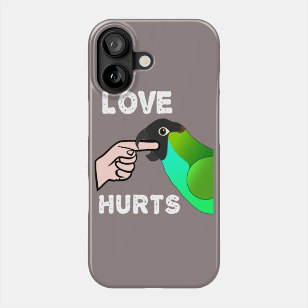 Love Hurts Nanday Conure Parrot Biting Phone Case by Einstein Parrot