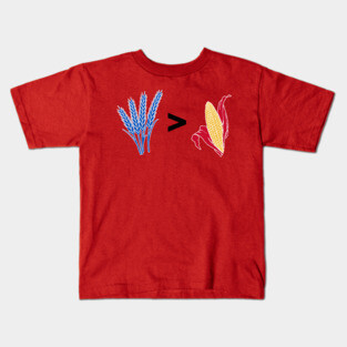 Wheat > Corn Kansas Jayhawks Red Kids T-Shirt