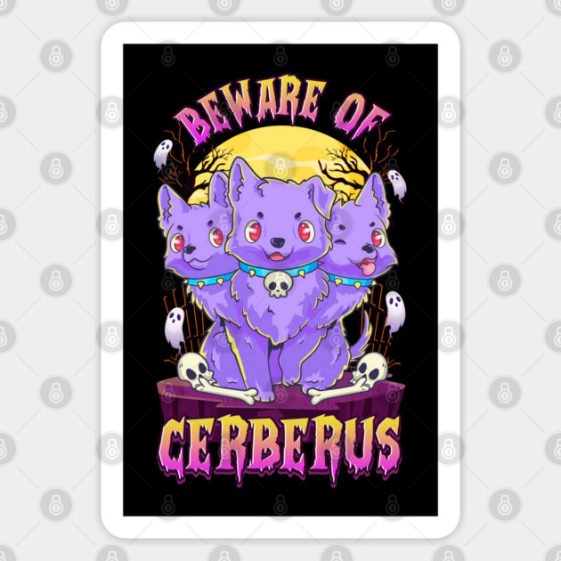 Kawaii Pastel Goth Cute Creepy 3 Headed Dog Funny Cerberus Halloween Sticker by creative