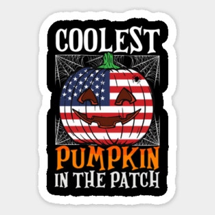 Coolest Pumpkin In The Patch US Flag Jack O’ Lantern Funny Sticker
