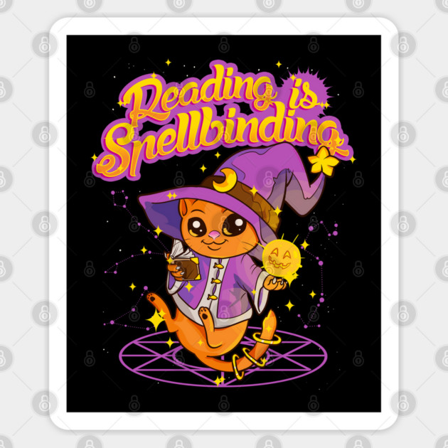 Kawaii Pastel Goth Reading is Spellbinding Funny Cat Cute Halloween Sticker by creative