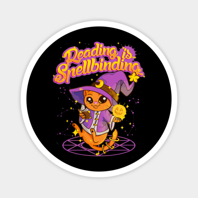 Kawaii Pastel Goth Reading is Spellbinding Funny Cat Cute Halloween Magnet by creative