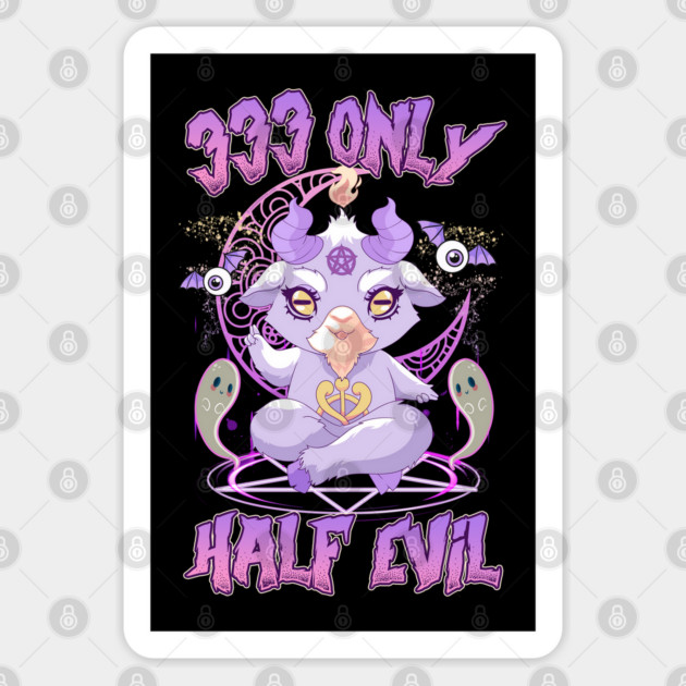333 Only Half Evil Kawaii Pastel Goth Cute Baby Goat Baphomet Funny Halloween Sticker by creative